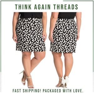 NWT Leota Exclusively for Dia & Co Cluster Dot Circle Skirt Black Plus Size 2XL